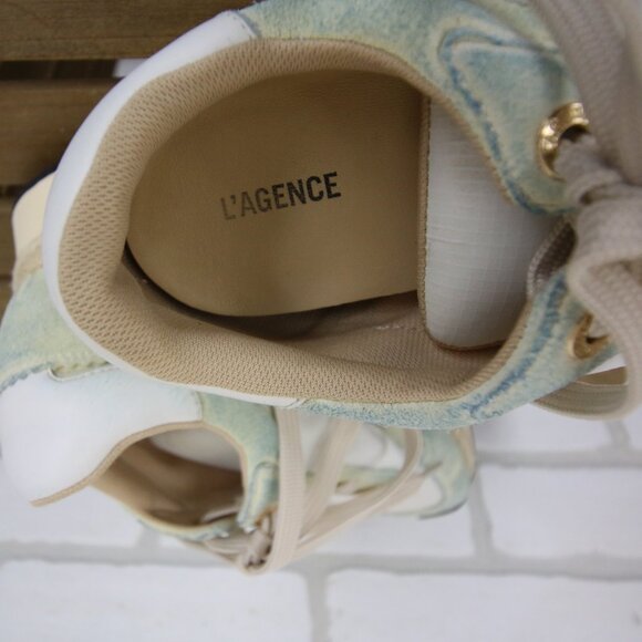 L'Agence Ivone Platform Sneakers Womens 6.5 Vintage Blue Tint Suede Nylon $298 - Picture 7 of 12